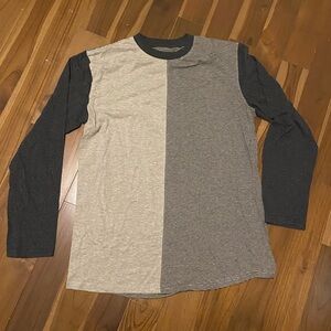 M Hanes stripe split grey white half heather